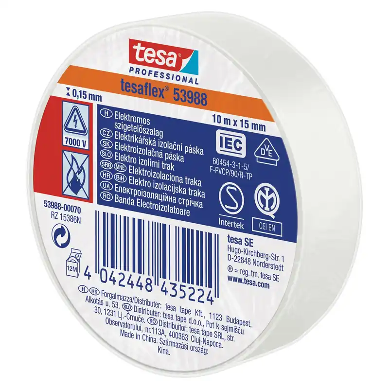 Izolační páska Tesa 53988 PVC 15/10 m bílá - Oblíbený u zákazníků