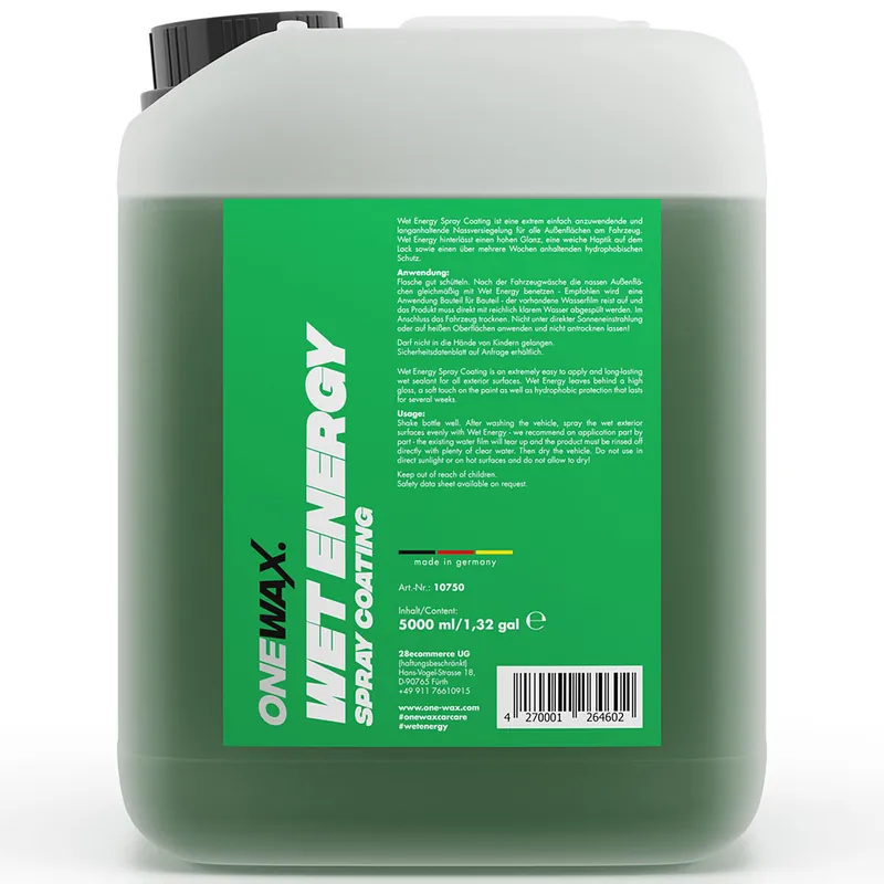 Snadný nákup | Rychloaplikační sealant na bázi SiO2 OneWax Wet Energy Spray Coating (5 L)