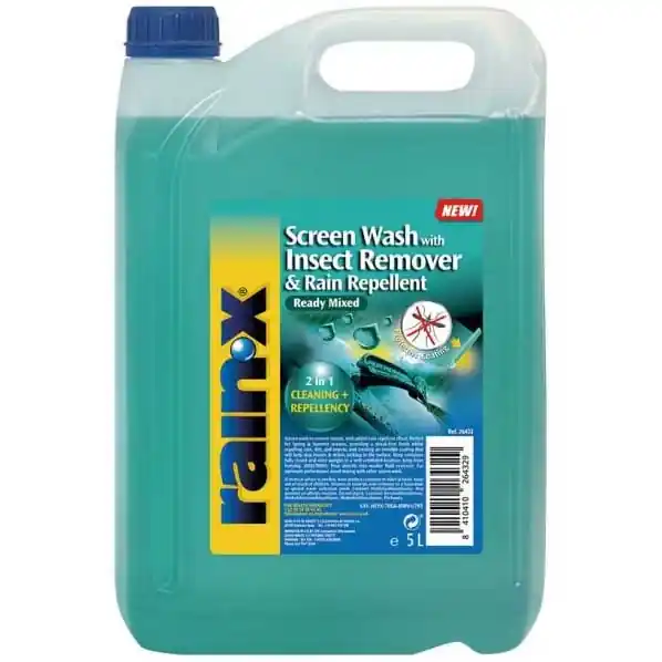 Směs do ostřikovačů s tekutými stěrači Rain-X Screen Wash Insect Remover & Rain Repellent (5 L) | Připraveno k expedici