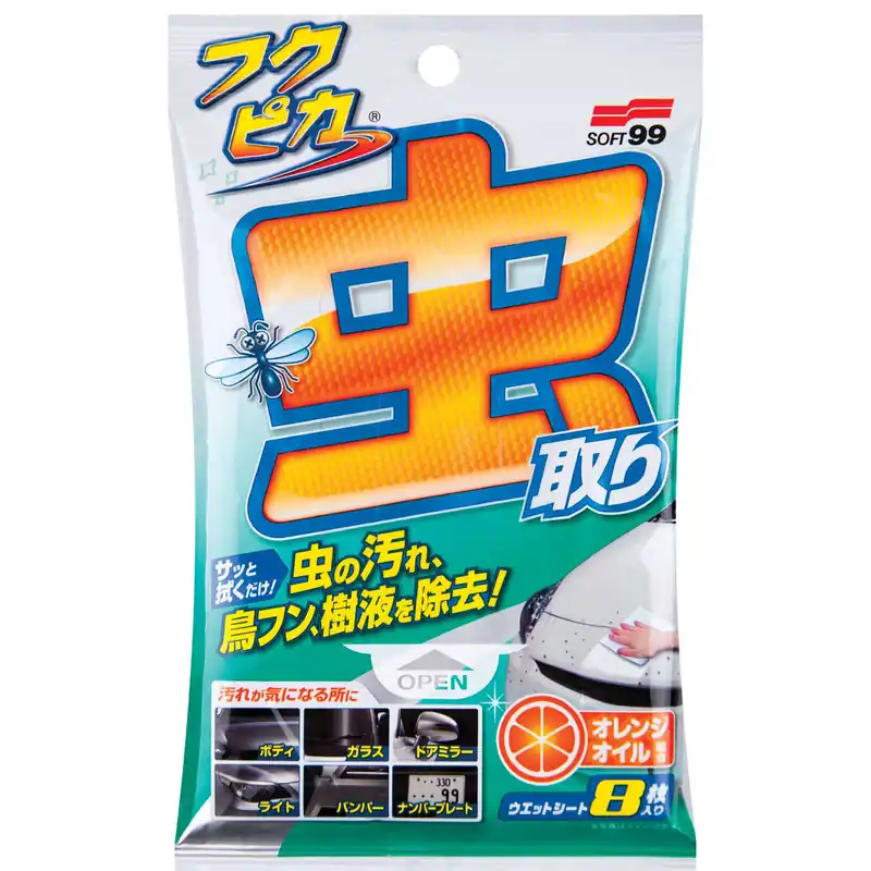 Ubrousky na odstranění hmyzu Soft99 Fukupika Bugs & Bird Droppings Removal Wipes (8 pcs) | Právě v prodeji