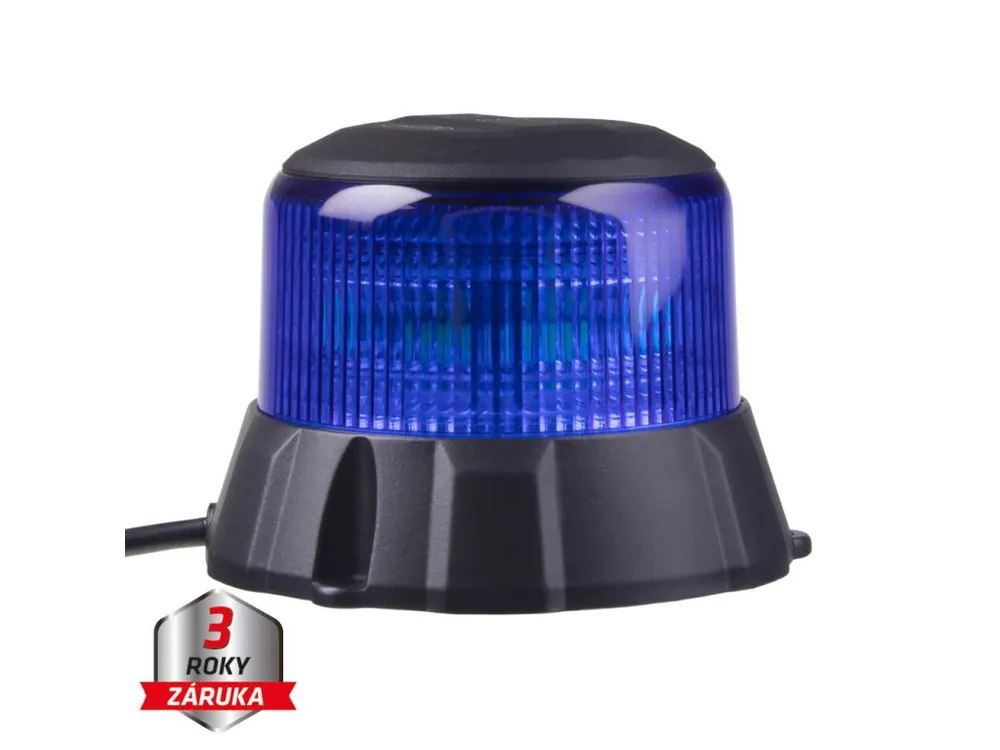 Robustní modrý LED maják, černý hliník, 48W, ECE R65 | Ušetřete