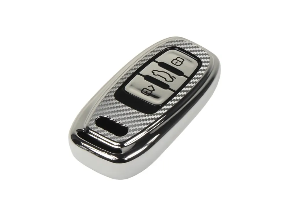 TPU obal pro klíč Audi, carbon silver | Ušetřete