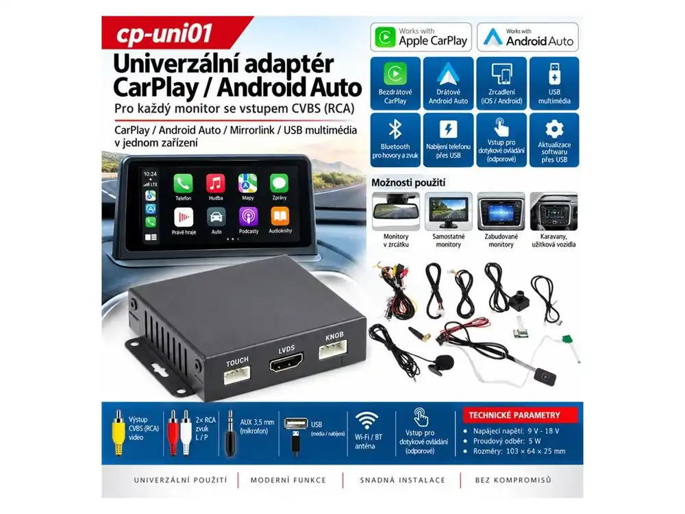Akční cena | Univerzální adaptér CarPlay/Android Auto