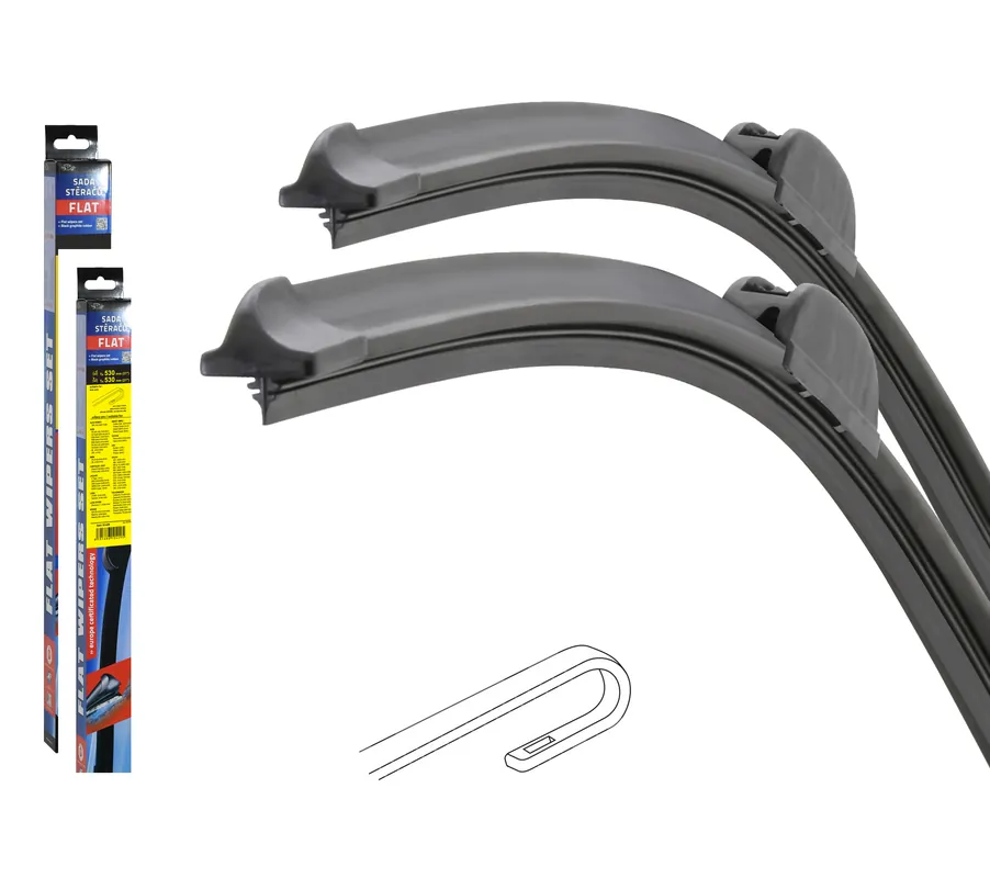 Stěrače FLAT SET (HOOK) 530+530mm | Rychle mizí
