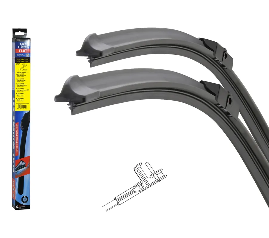 Stěrače FLAT SET (PIN) 580+450mm - Akce