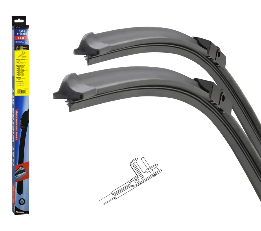 Stěrače FLAT SET (PIN) 660+660mm - Právě přidáno