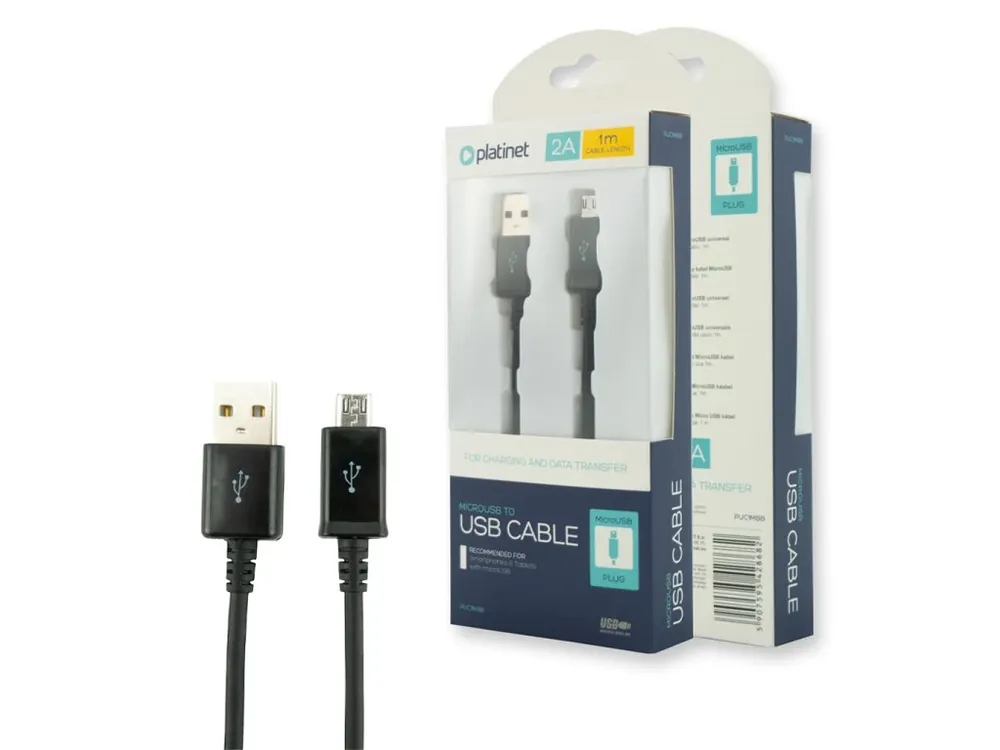 USB kabel micro 1M 2A black - Výhodná koupě